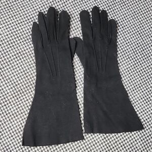 Vintage Midcentury Black Opera Length  Kink Dom Pin-Up Goth Vamp Formal Gloves